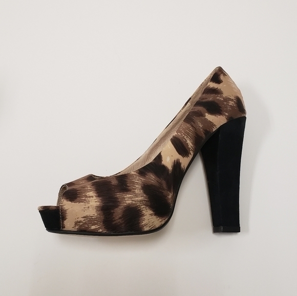 ROBERTO VIANNI Foxy Satin Leopard print hidden Platform high heels NWOT SZ 36 - Picture 4 of 11